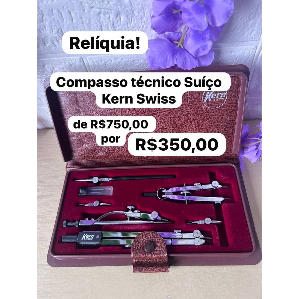 Conjunto Compasso Técnico Suiço Kern Swiss com 7 peças Arquitetura / Engenharia