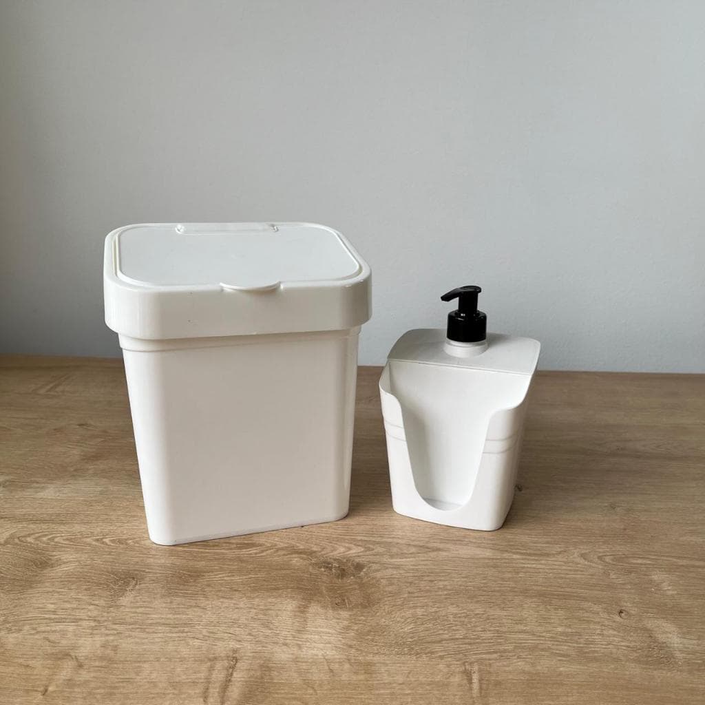 Conjunto Lixeira De Pia 2,8 Litros e Porta Detergente e Bucha cores variadas