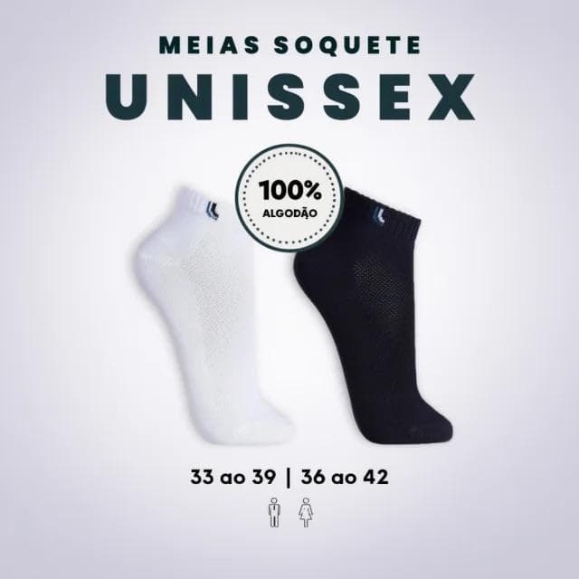 Kit 3 Pares Meias Unissex 100% Algodão Premium Cano Baixo