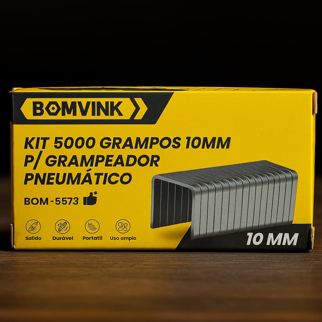 Kit 5000 Grampos 10mm Grampeador Pneumatico Bateria Eletrico
