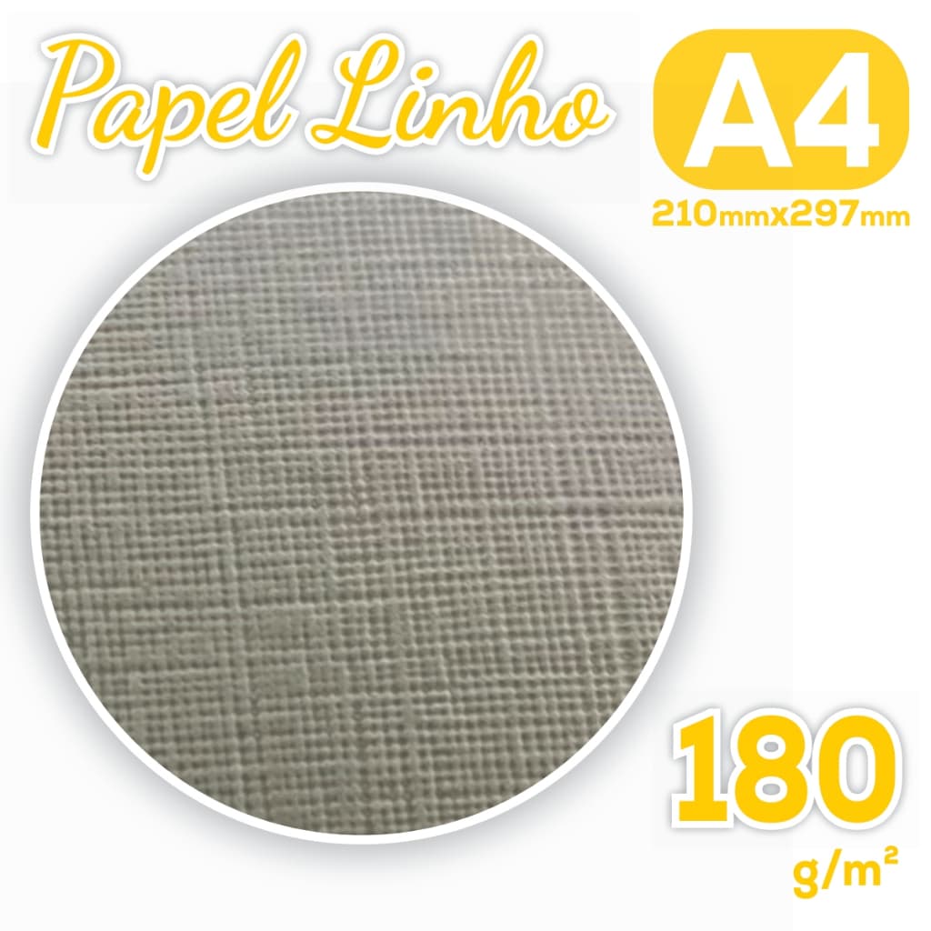 Papel Linho A4 180g Branco Pacote com 25/50 Folhas 210mmx297 fina Textura P/ jato de tinta e laser