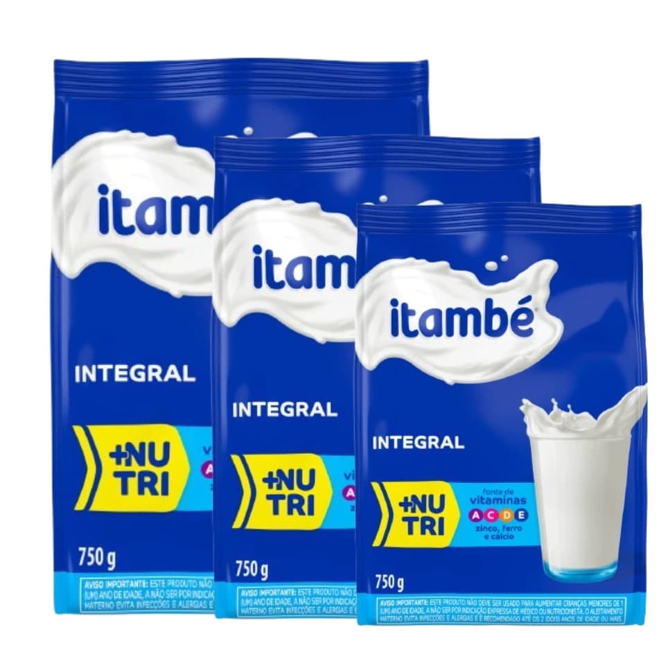 3 Sachês- Leite em pó INTEGRAL Itambé 750g