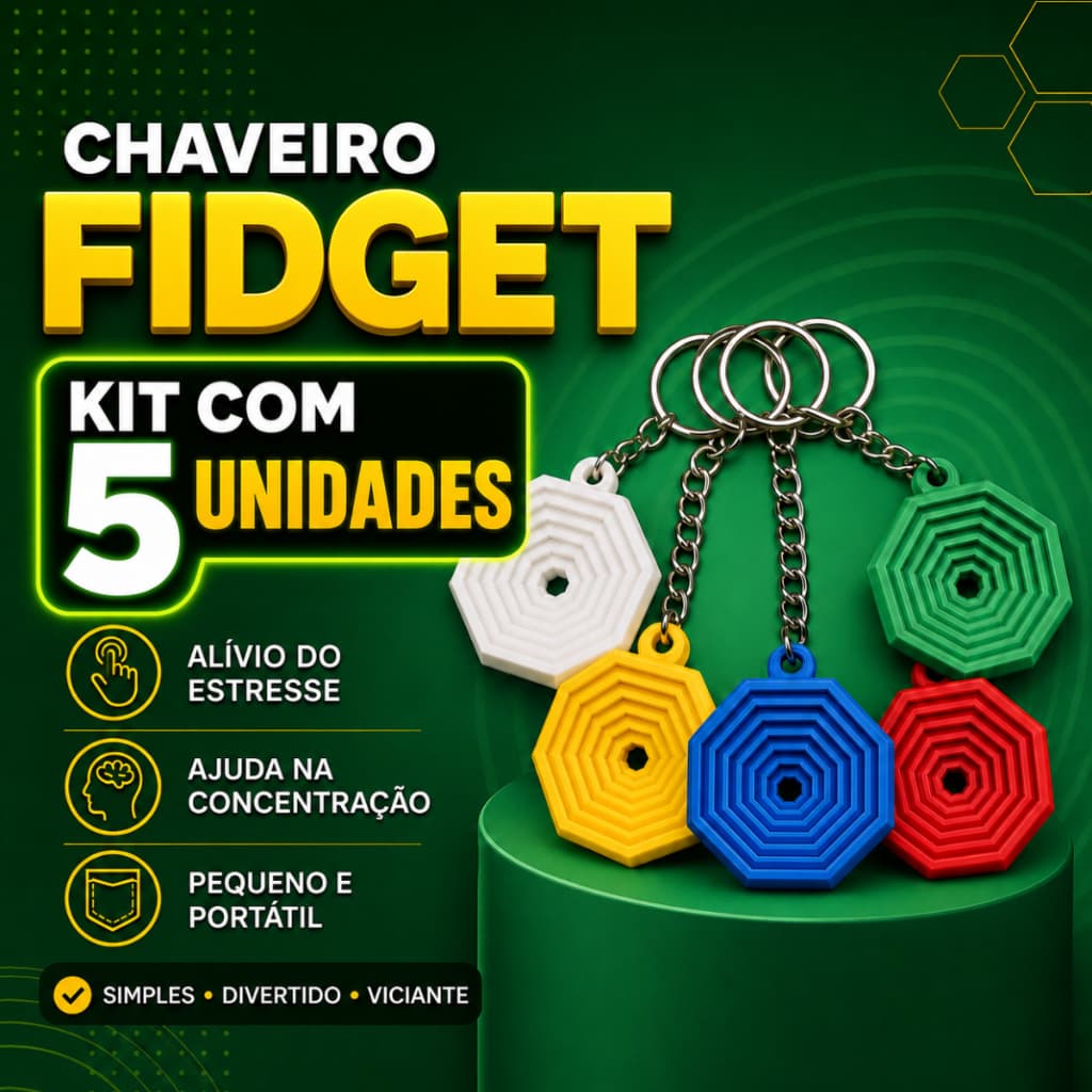 Chaveiro Fidget Toy Anti Estresse Lembrancinha Pirâmide 3D - Kit 5 Unidades