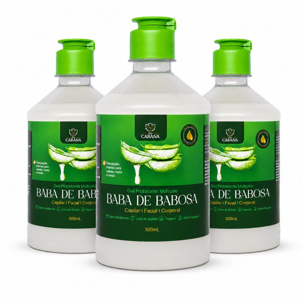 Kit 3 Gel Baba De Babosa Fio Cabana Multiuso Leave-in Cabelo Rosto Corpo Niacinamida Aloe Vera 500ml