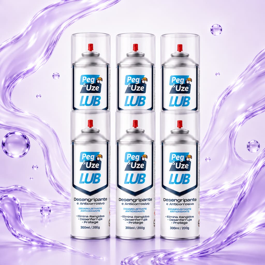 Kit 6 Desengripante Peg e Uze 250ml Spray Óleo Lubrificante Anticorrosivo Antiferrugem Penetrante
