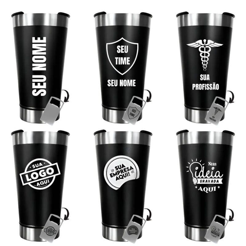 Kit 10 Copos Térmicos Aço Inox Personalizado C/ Nome Ou Logo