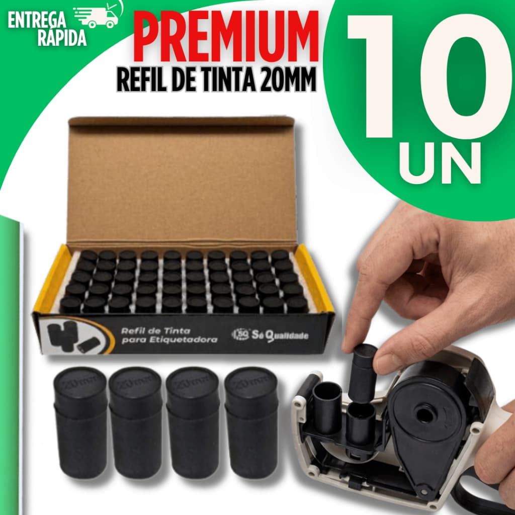 Kit Refil De Tintas Para Etiquetadoras Tinteiro Rolete 20mm Para Precificadora De Preço Manual