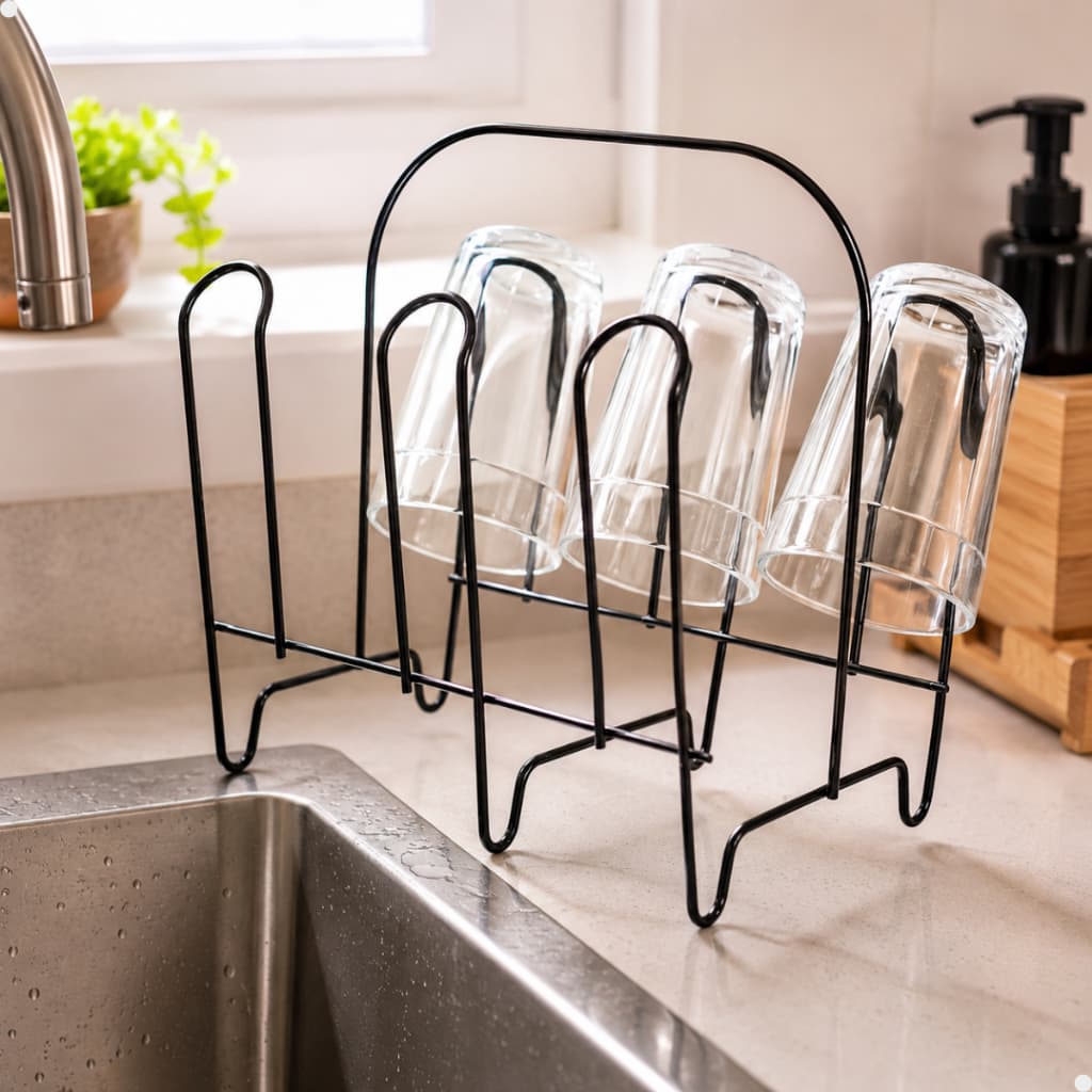 Escorredor Porta Copos Suporte Para 6 Copos Cozinha Bancada Pia