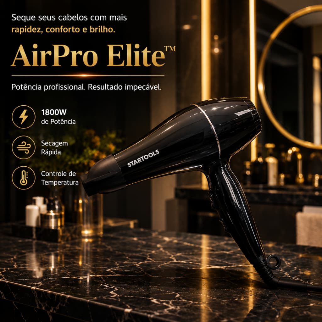 Secador Cabelo Profissional Potente 1800W 127V Preto Secagem Rápida