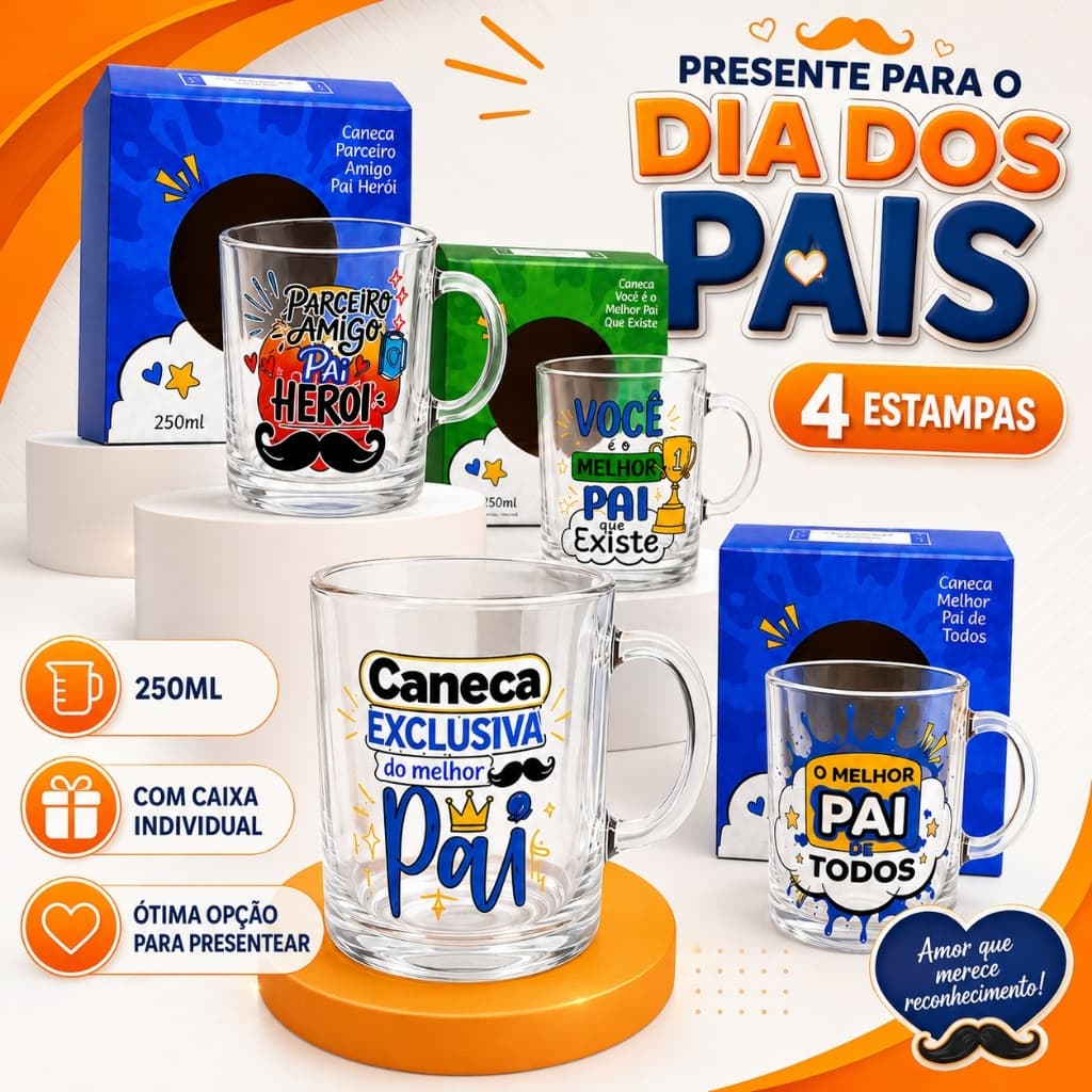 KIT 25 CANECAS 320 VIDRO PRESENTE