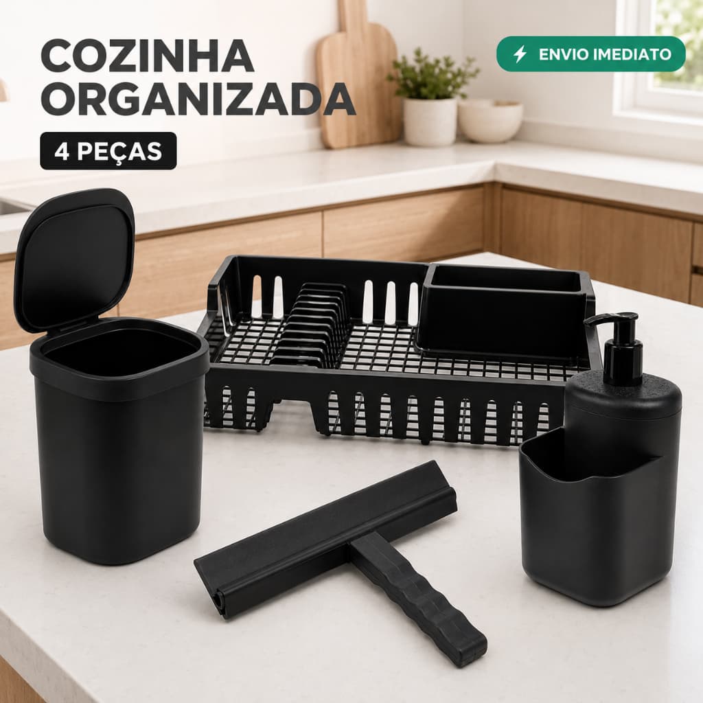 Porta Detergente Com Dispenser Sabão Líquido e Espaço Para Esponja Multiuso Cozinha Banheiro