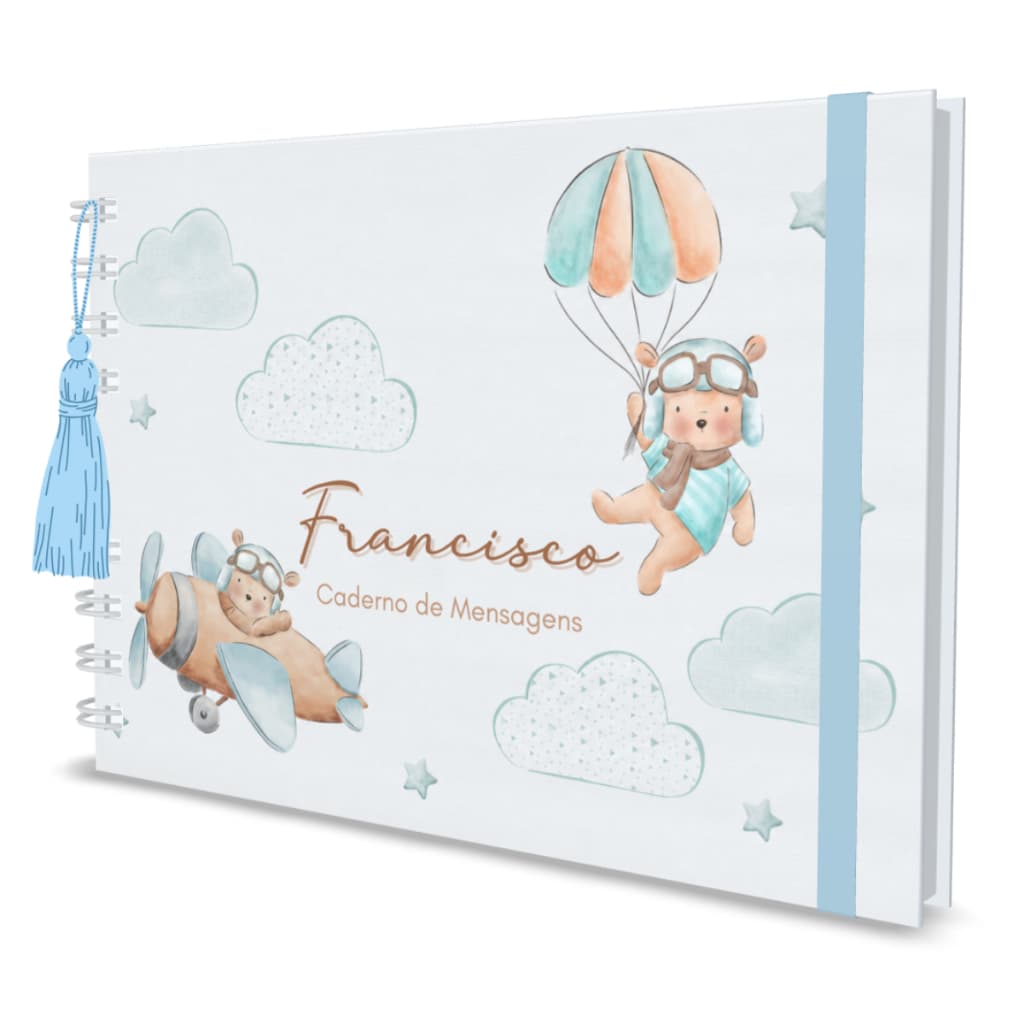 Caderno de Mensagens Do Bebê Personalizado Menino Recordações Capa Dura Mesversario Cha Revelacao