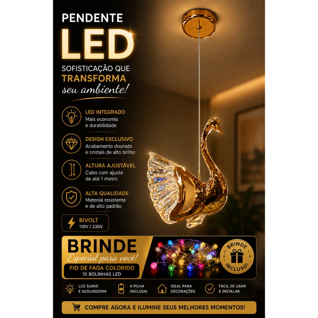 PENDENTE CISNE DOURADO
