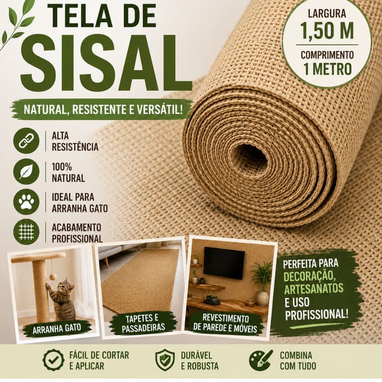 Tela / Tecido Sisal  Larg. 1,50m X 1m Apaeb