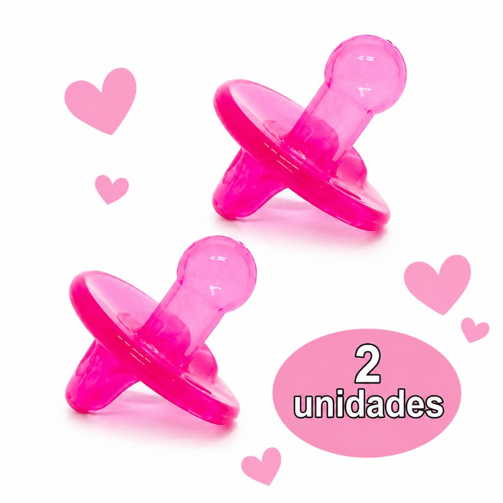 Kit com 2 Chupetas Bico Redondo 100% Silicone Bebê Menino Menina 6 Meses + (0128)