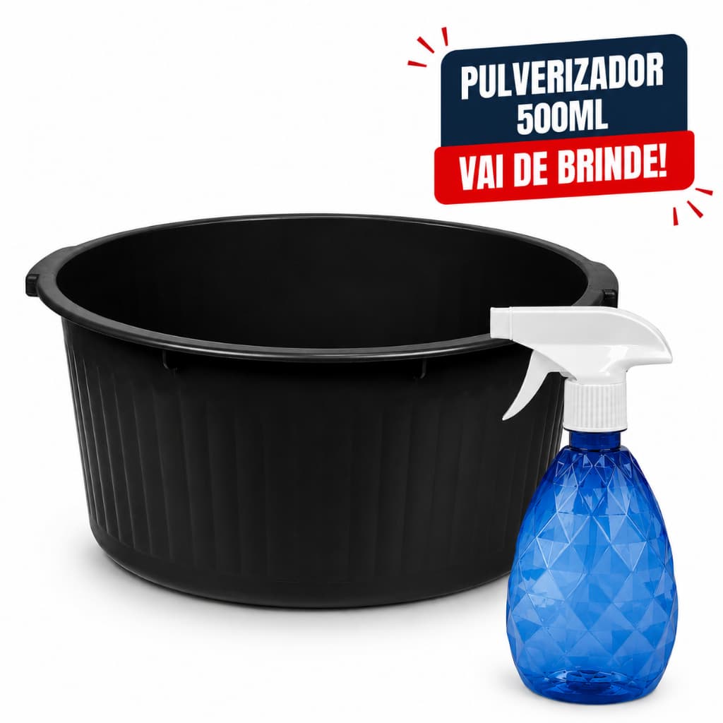 Bacia De Plastico Gigante Lavanderia Reforçada  67L Balde Lavanderia Preta ou branca