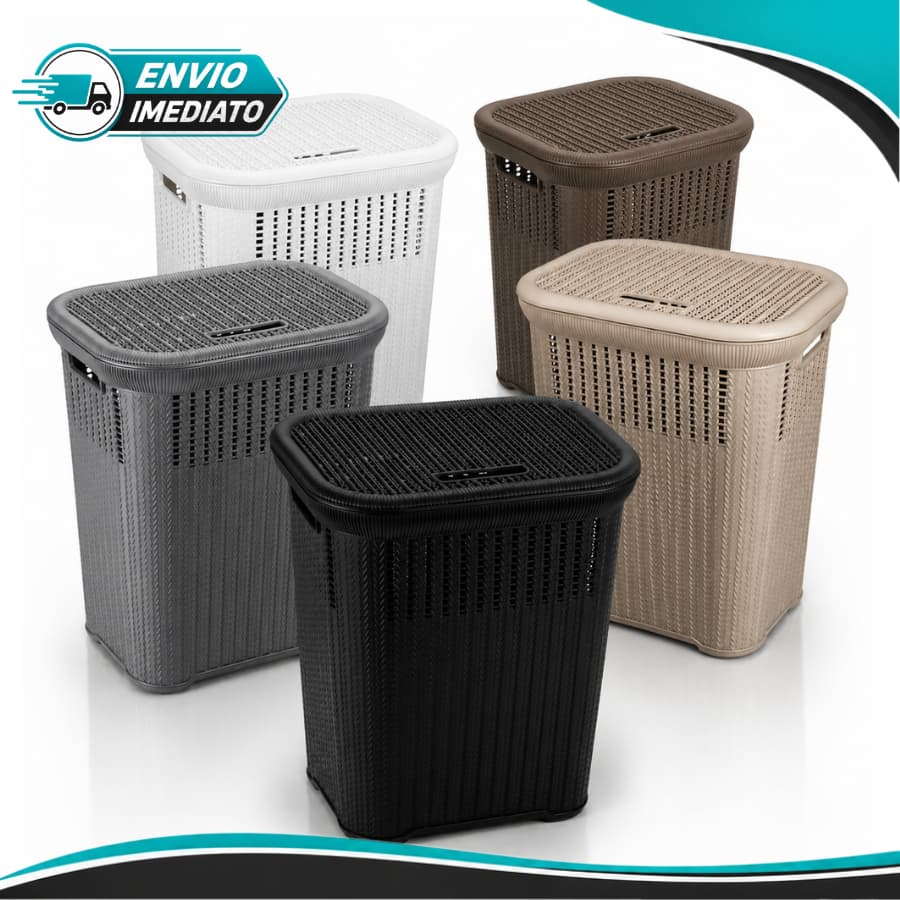 Cesto de Roupas Telado Rattan 50 Litros Todas as Cores