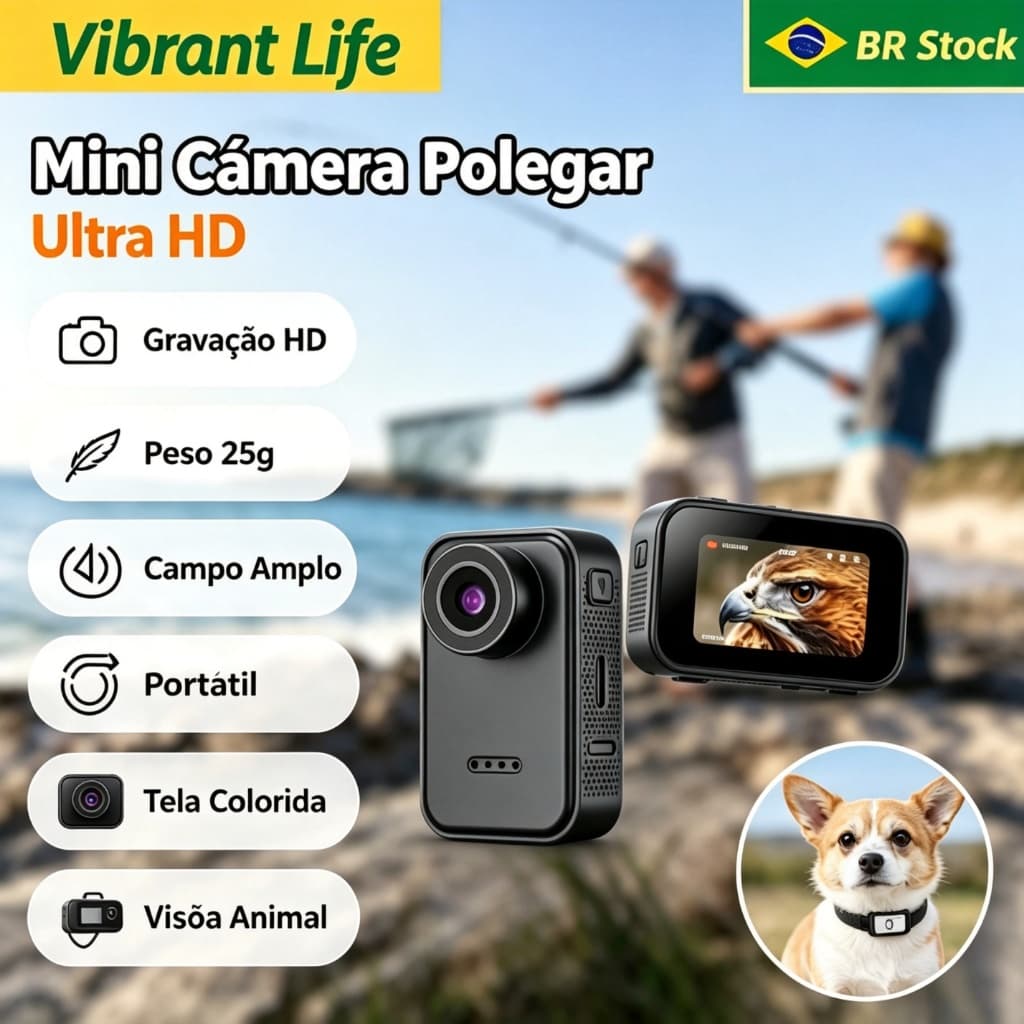 Mini Câmera WiFi 2K Esportiva para Bike Capacete Carro Gravação HD Grande Angular