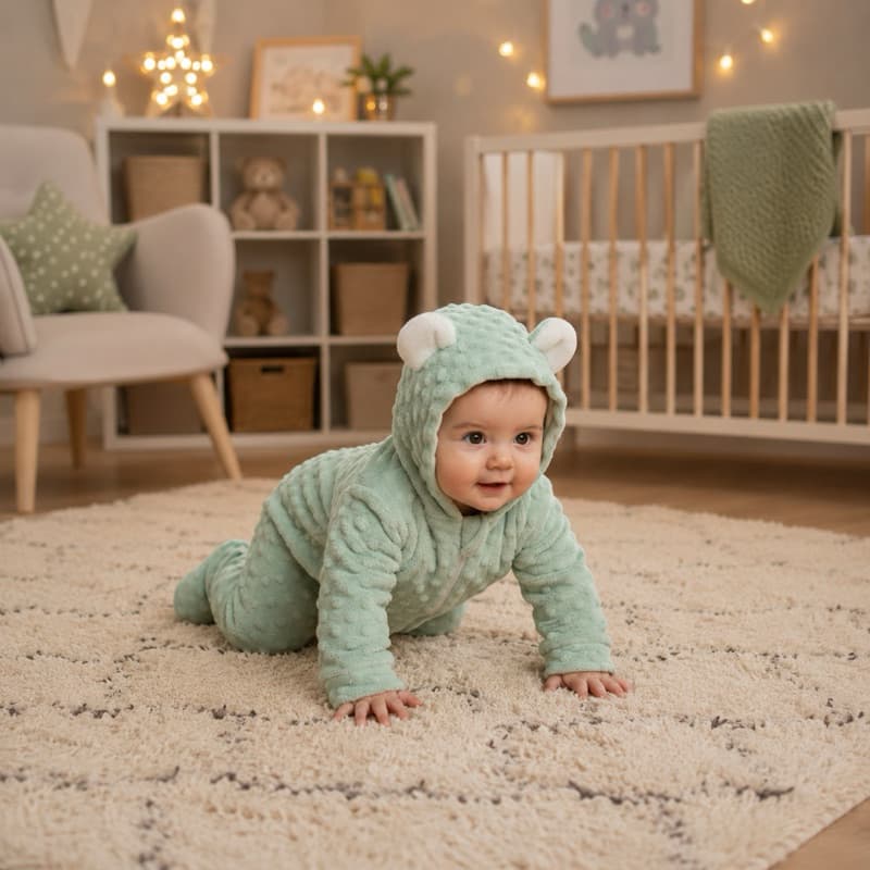 Macacão Bebê Plush com Capuz de Ursinho Unissex Inverno