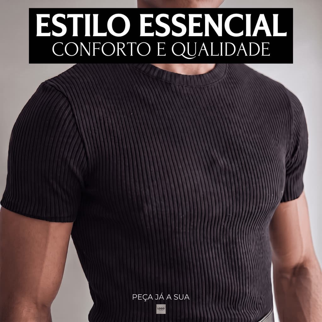 Camiseta Americana Masculina Canelada Slim Fit Básica Estilo Us Drip Lisa Gangstar