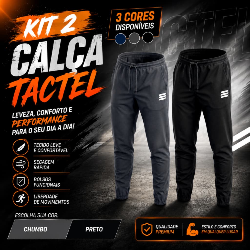 Kit 2 Calças Chimpa Masculina Estampada Elastano Conforto Premium Academia e Casual