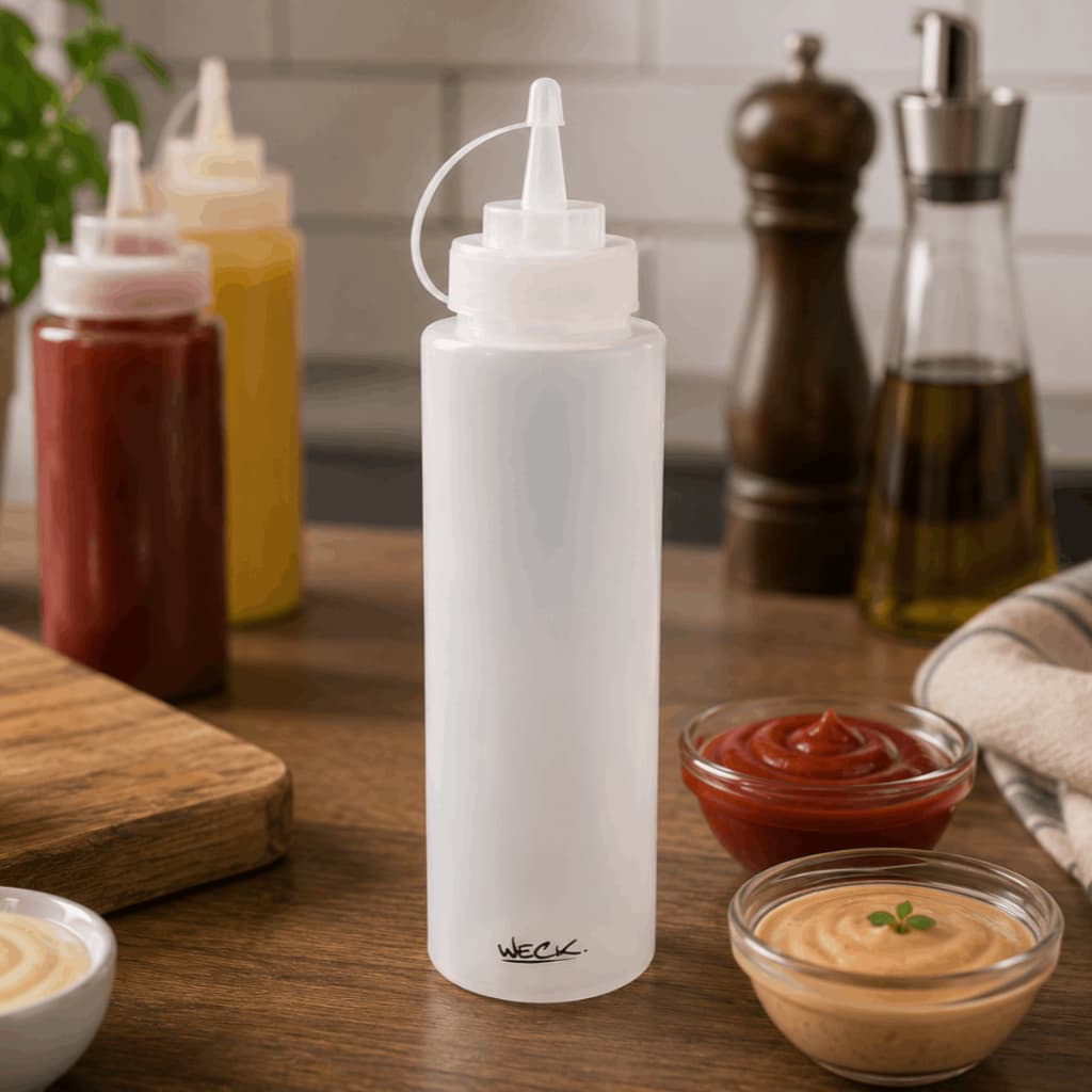 Bisnaga Plástica para Molho Flexível Profissional 800ml Tempero Ketchup Mostarda Maionese e Pimenta