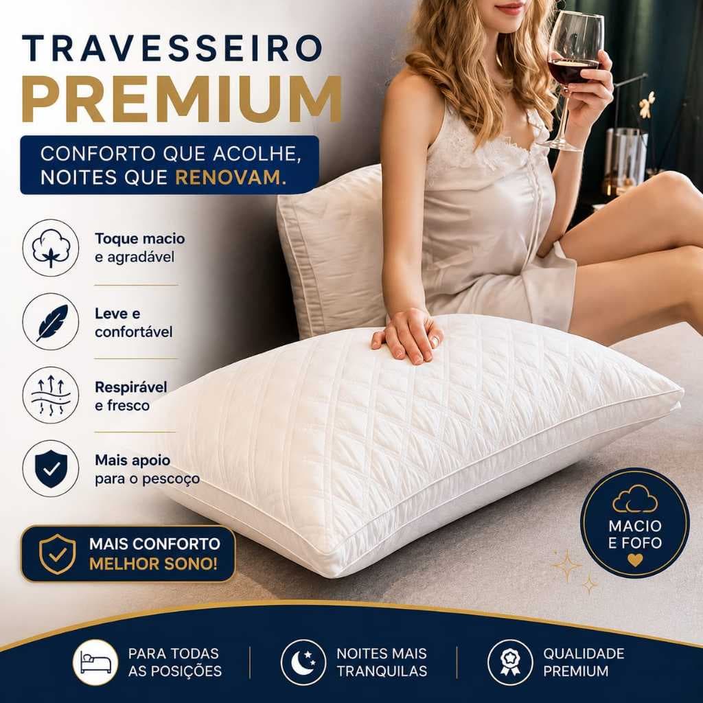 Travesseiro Fibra Pluma Percal Master Comfort
