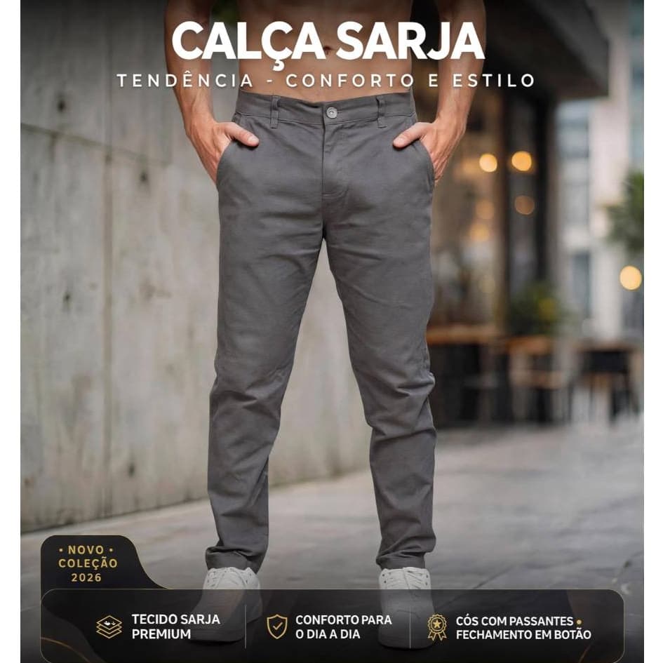 Calça Sarja Cinza Grafite Masculina Basica Calça Elegante Masculina