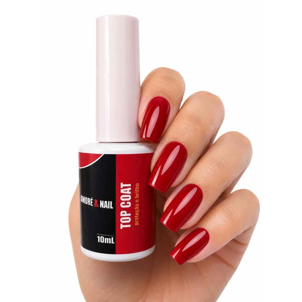 Top Coat Selante Alto Brilho Para Unhas De Gel Salão AMORÉ & NAIL 10ml Lançamento