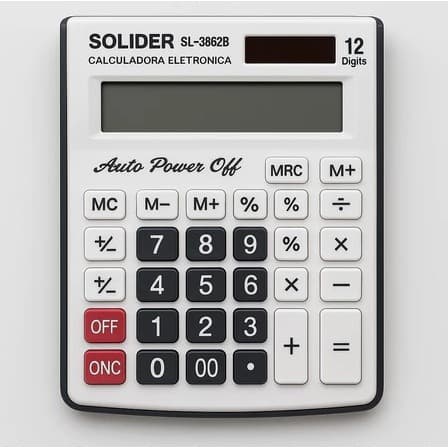 Calculadora Básica Mesa 12 Dígitos Tamanho Médio Escritório Calculadora Branca