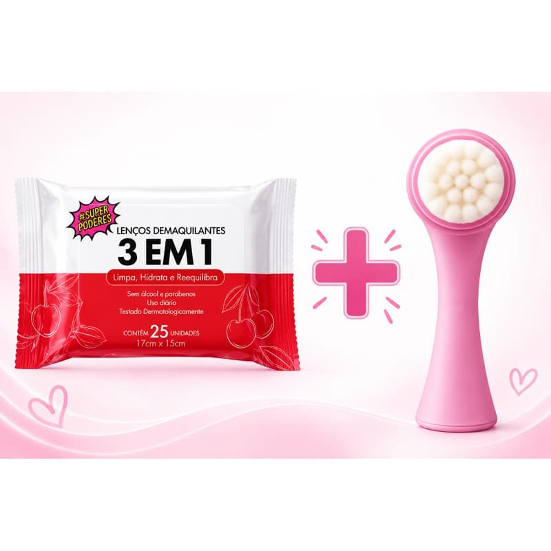 KIT LENÇO DEMAQUILANTE + ESCOVA