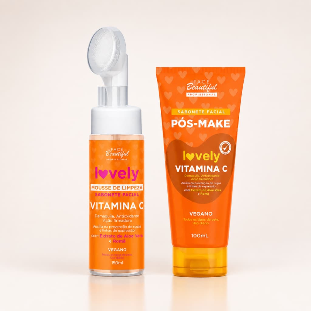Kit Vitamina C Mousse Facial + Sabonete Pós Make | Limpeza Facial Clareadora Hidratante ✨🍊