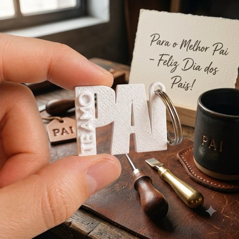 Chaveiro Personalizado Te Amo Pai - Presente Criativo Dia dos Pais