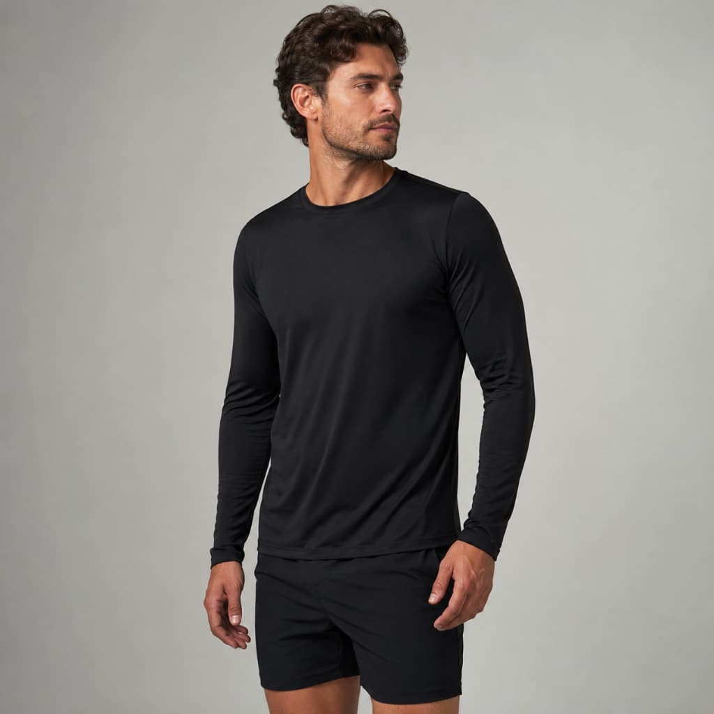 Camisa UV Segunda Pele Manga Longa Corrida Masculina Proteção Solar Térmica Praia Pesca