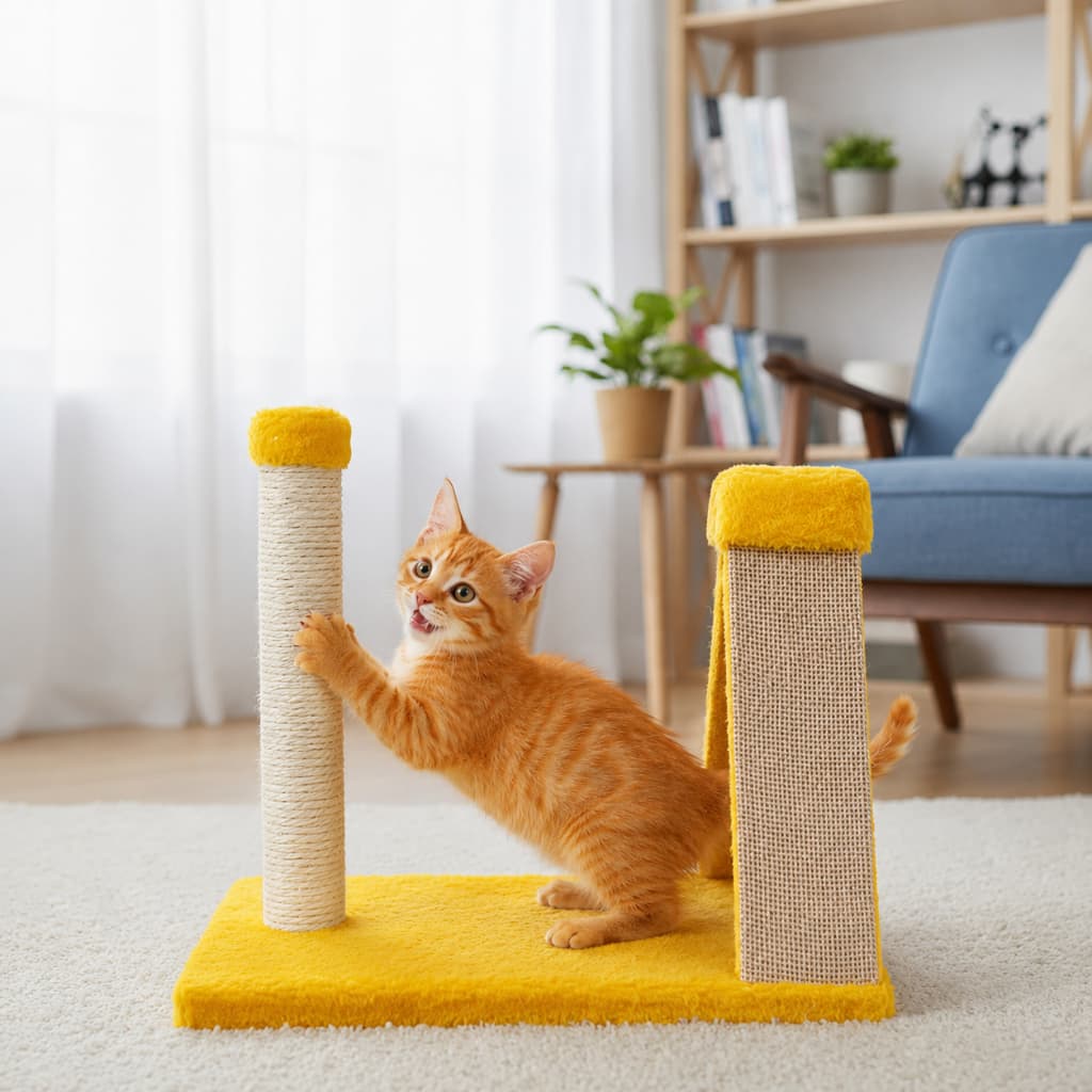 Arranhador Brinquedo para Gatos Poste com Triângulo