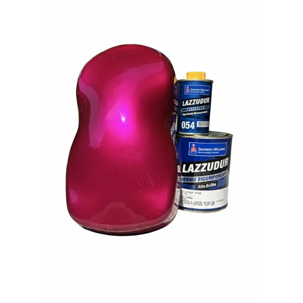 Tinta Automotiva Candy Rosa 900ml + Base Alumínio Graúdo 900ml Lazzuril