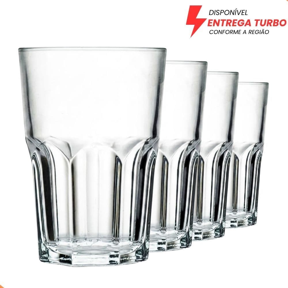 Copo de Vidro Kit 6 Peças 350ml Grosso Resistente Multiuso Água Suco Refrigerante