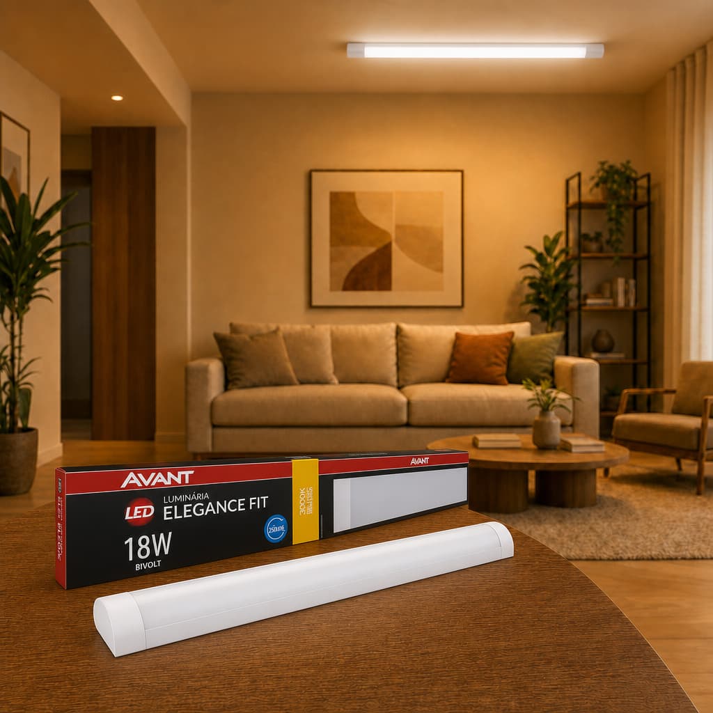 Luminária Led Tubular Sobrepor Slim Linear 50cm Branco 3000k