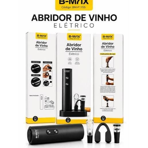 Kit Abridor Elétrico de Vinho Automático da B-MAX Recarregável