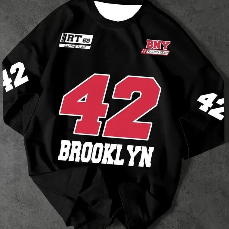 Tshirt Feminina Brooklyn 42 Lançamento Camiseta 100% Algodão Camisetão Solta Plus Size Camiseta - R&V Collection