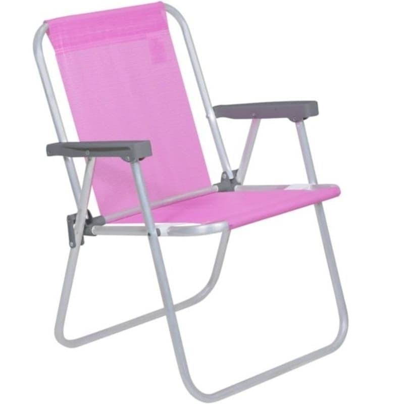 Cadeira de Praia Alta Lazy Alumínio Sannet Rosa 23512 Bel