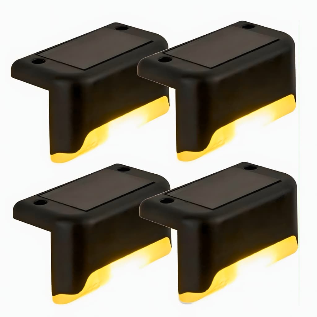 Kit 4 Luminárias Solar LED Escada Jardim Muro Balizador Externo IP44 Luz Quente