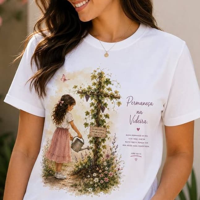 Camiseta Feminina Cristã 100% Algodão Blusinha Estampa Premium Moda Cristã*