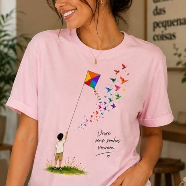 Camiseta Feminina Elegante e Estilosa em Algodão Estampa Premium Feminina Delicada ..