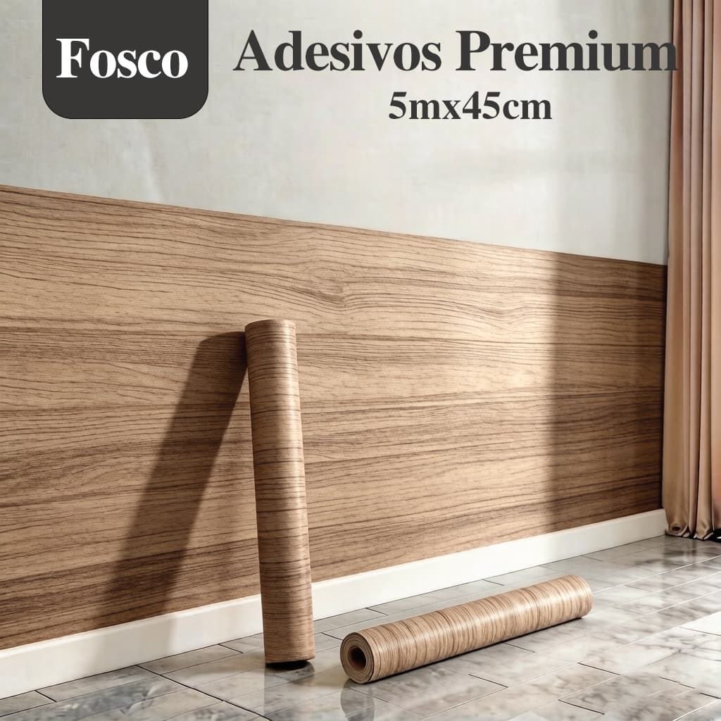 Papel de Parede Adesivo Madeira Carvalho Clara 45cm x 5m Vinil PVC Impermeável Decorativo para Sala Quarto Cozinha Móvei