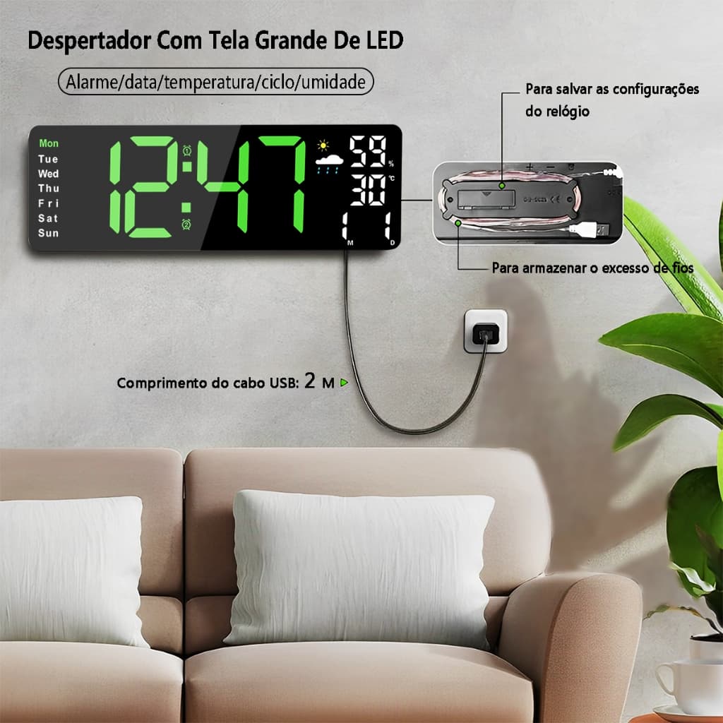 Relógio LED De Mesa Digital Mesa Digital Com Alarm Fofo A Temperatura Mostra Display Digital