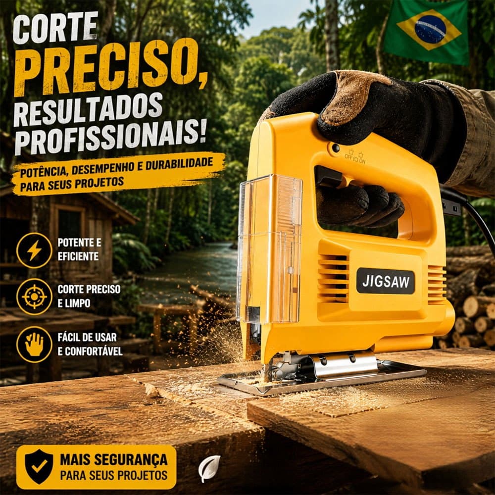 Serra Tico Tico de Alta Potência com Fio, Corte Curvo e Reto, Ferramenta Elétrica para Construção e Reparos