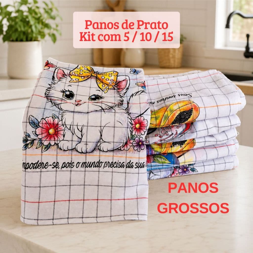 Kit Panos de Prato GROSSO 44x66 cm trama 11 Bracon Xadrez
