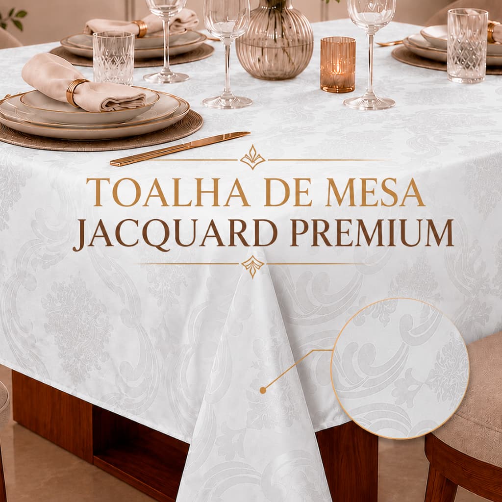 Toalha de Mesa Jacquard Premium Luxo 6 e 4 Lugares Tecido Resistente Original Envio Imediato