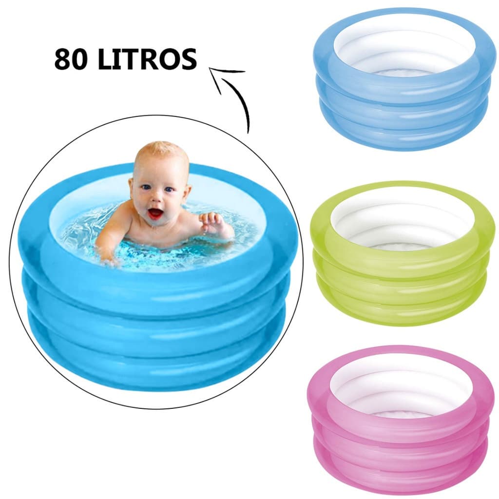 Piscina Infantil Inflável 80 Litros Banheira Verão Cores Sortidas